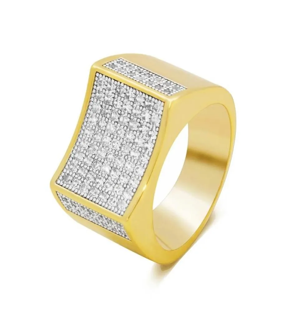 Hip Hop Diamonds Pierścień klastra dla mężczyzn złote pierścienie Pełne diament