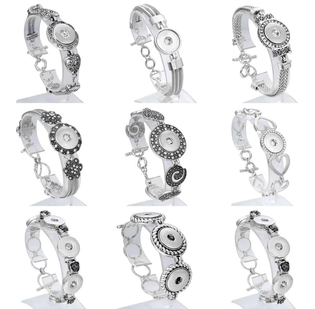 18mm Snap Button Jewelry Antique Silver Snaps Bracelet Alloy Pulseira For Women Mens Diy Snap Button Bracelets6955408