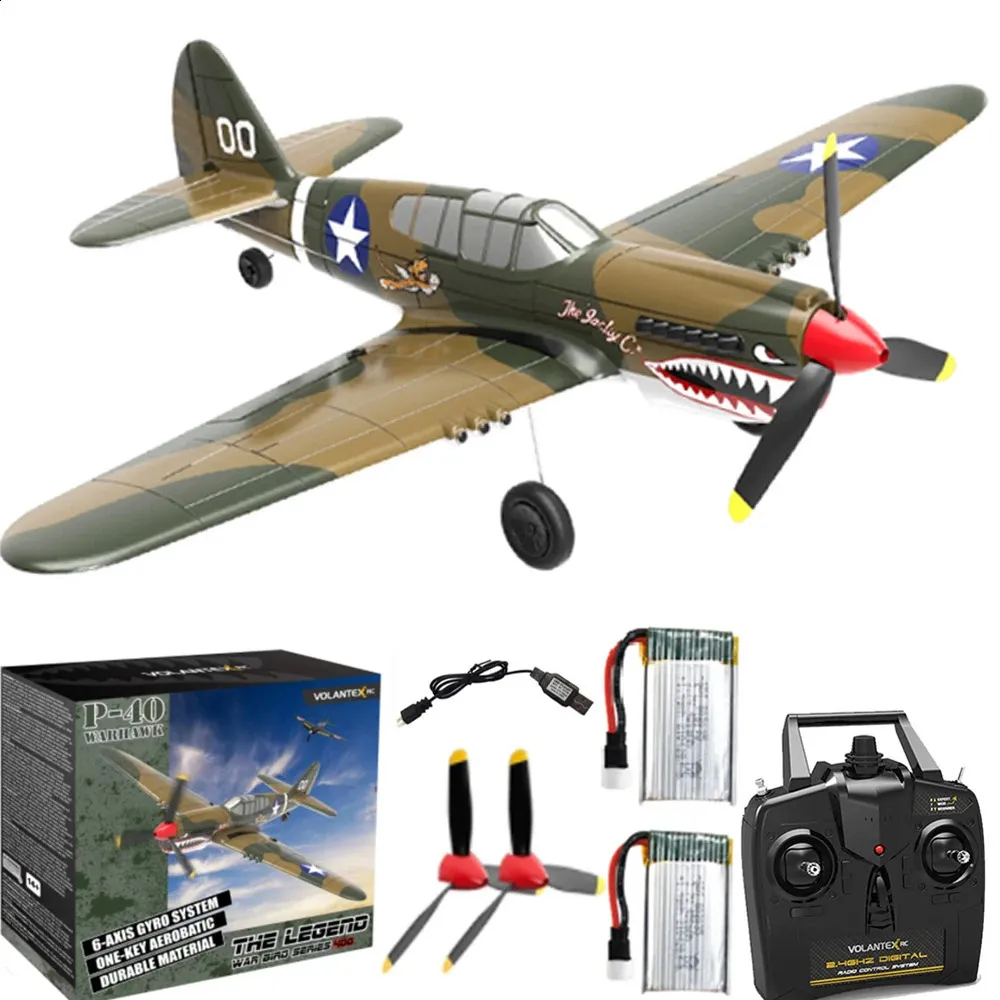 Volantex 761-13 P40 Fighter RC Aircraft 2.4GHz 4CH Control مع نظام استقرار XPILOT مناسب للمبتدئين لاستخدام 240118