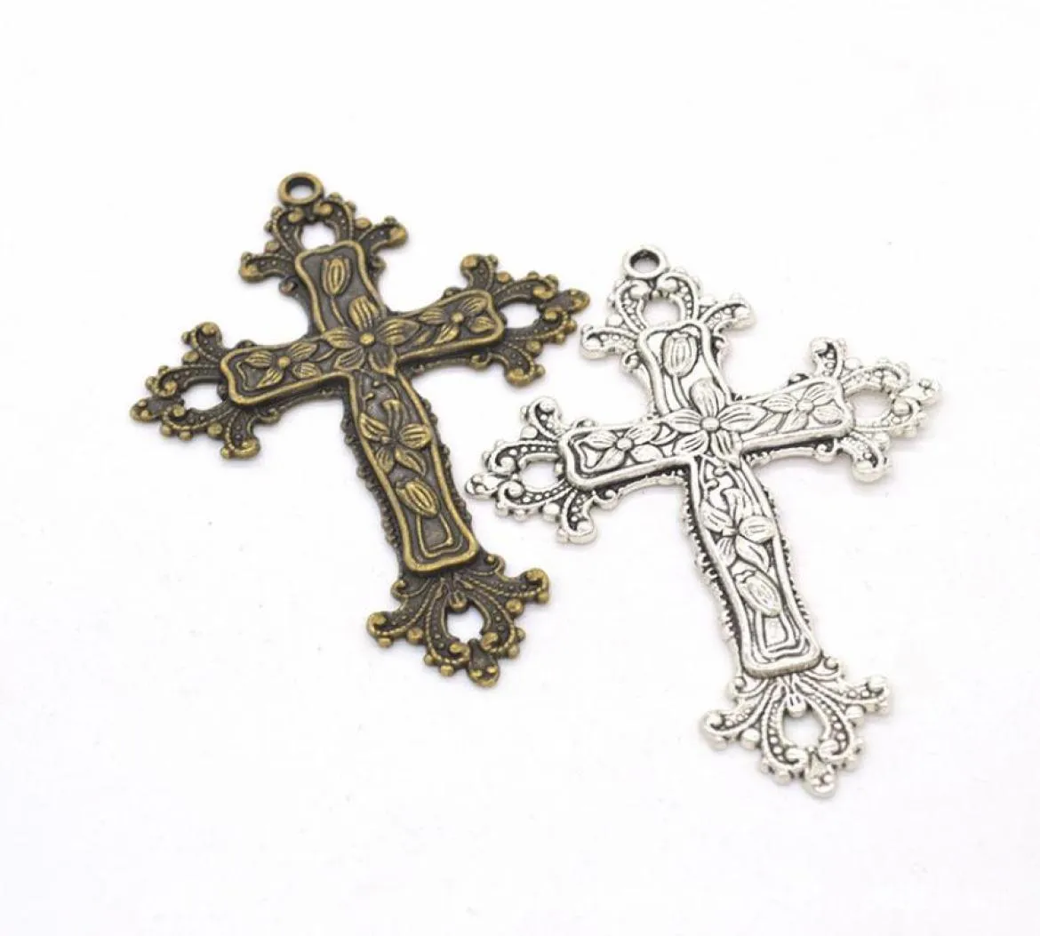 50 datorer mycket stor storlek 7553mm cross charms hänge vacker detaljerad design bra för diy hantverk smycken tillverkning7679045