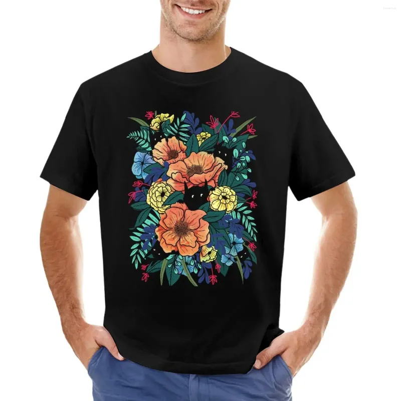 Męskie Polos Wild Flowers T-shirt Śliczne ubrania Dostosowane Hippie Animal Prin for Boys Męskie T-shirty
