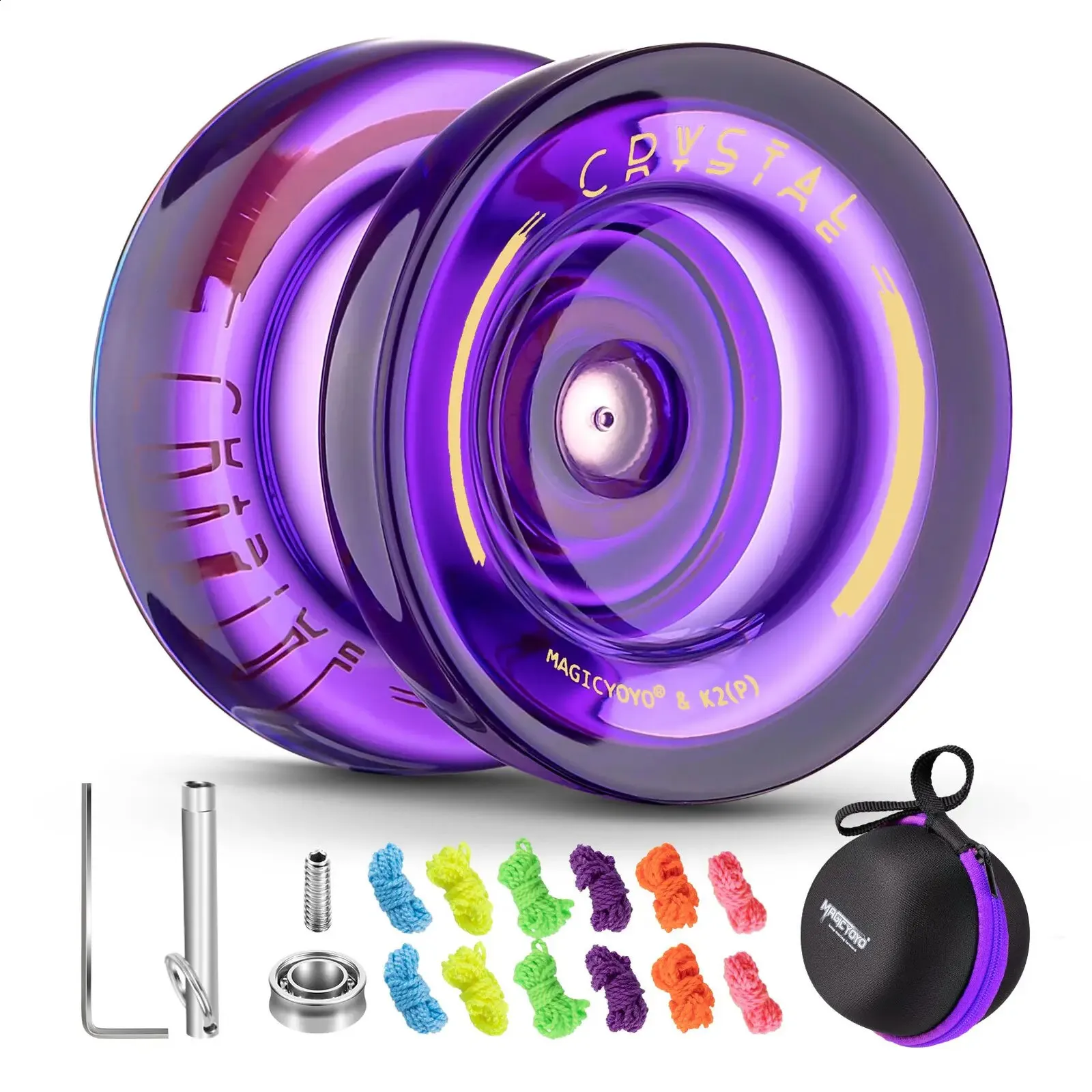 MAGICYOYO Responsive Yoyo for Kids K2 Crystal Dual Purpose Plastic Yo-Yo for Beginners Replacement Unresponsive Ball Bearing 240126