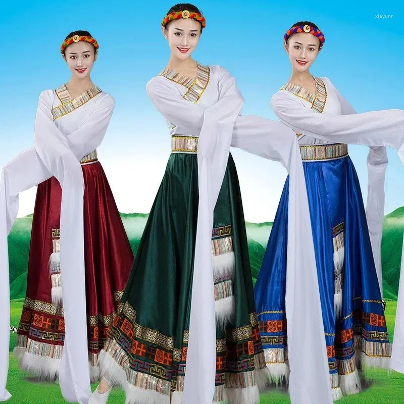 Stage Wear 2024 Tibetan Dance Performance Costume Show Event Tops Ethnic Practice Big Swing Kjol Tujia