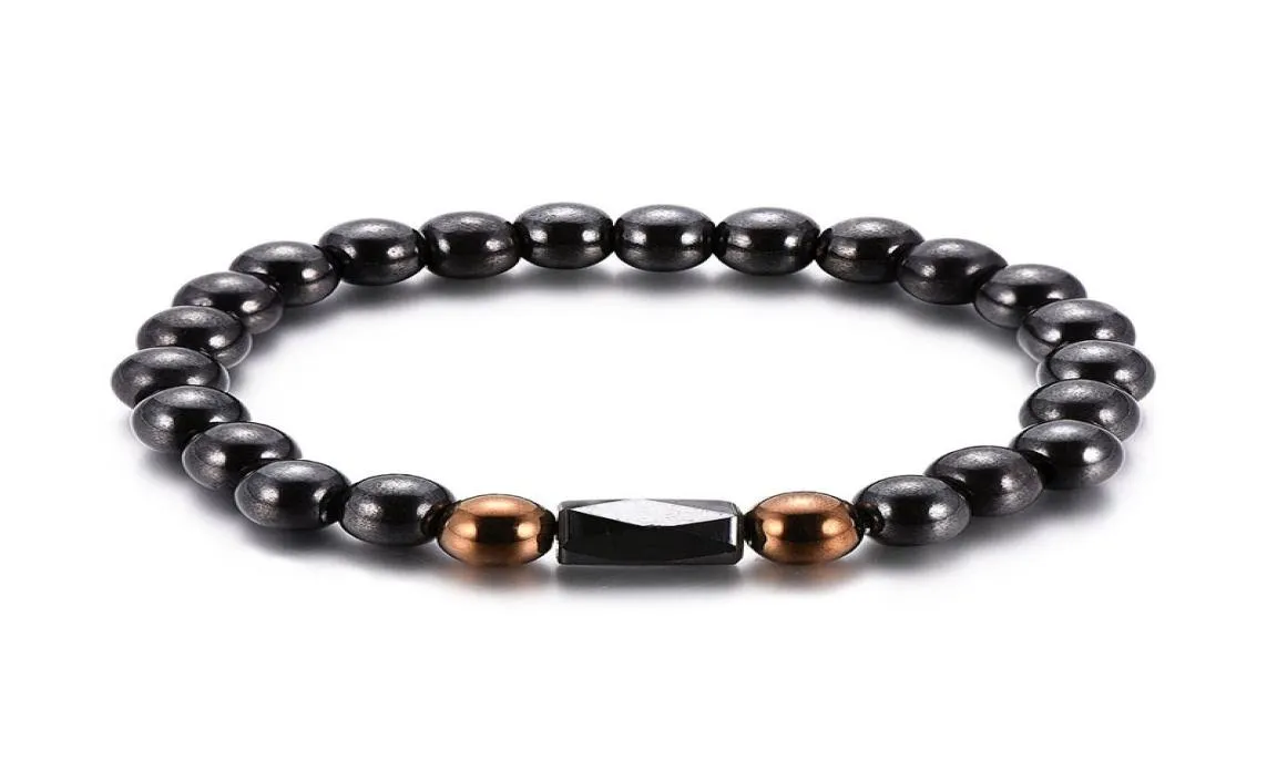 8mm preto ímã hematita frisado pulseira saudável masculino pulseira jóias todo personalizado grânulo estiramento band9525622