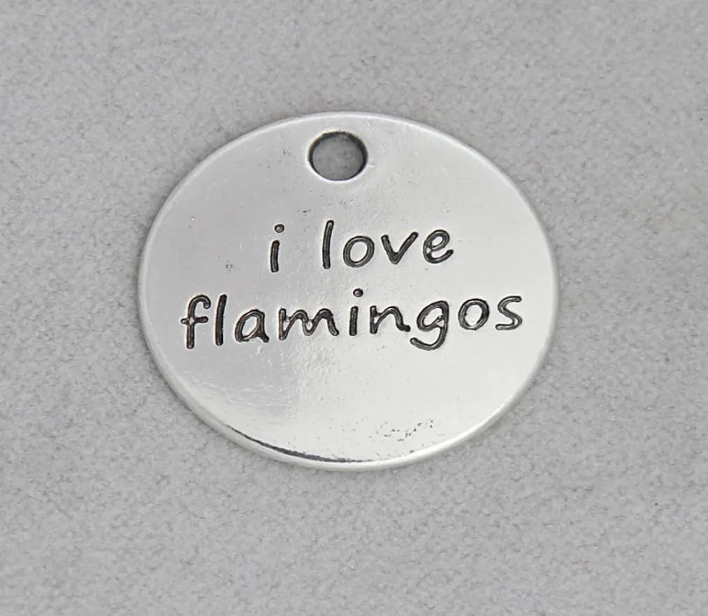 Fashion Alloy Round I Love Unicorns I Love Flamingos Message Pendant Charms For Kids 50pcs 21mm AAC18903710136