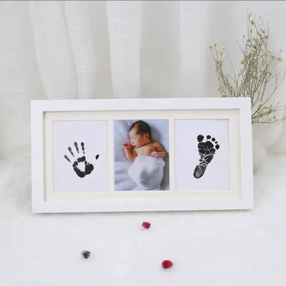 born Memorial Ink Hand Foot Print Po Frame Baby DIY Handprint Footprint Picture Growing Souvenir Items Paw Pad 240125