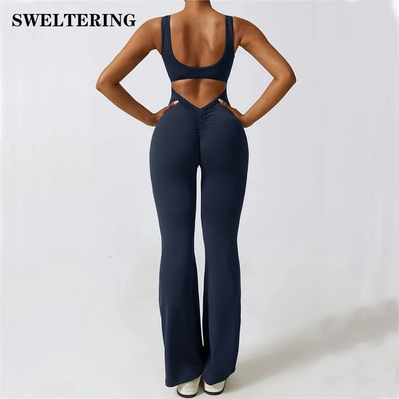 Women Jumpsuits Yoga Suit Dance Belly Tightening Fitness Workout Set Stretch Bodysuit Gym Clothes Push Up Sportswear 240119