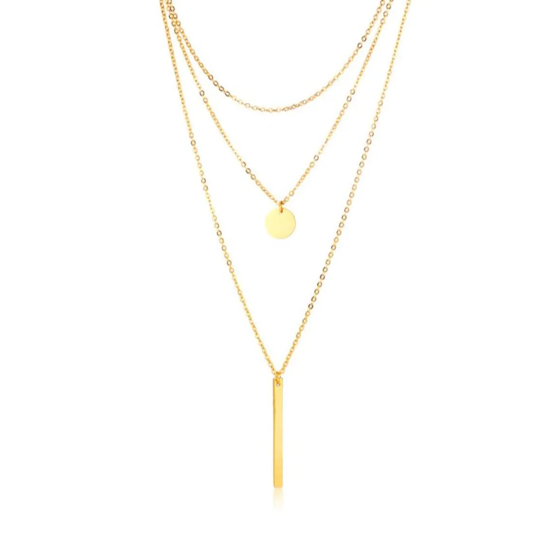 Collier ras du cou multicouche style Boho avec longue chaîne pour femmes, bijoux en acier inoxydable, ton or 7617955