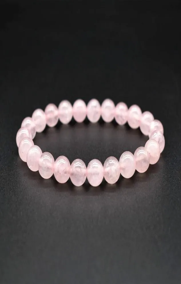 6 8 10 mm Pink Rose Powder Crystal Quartz Natural Stone Armband Elastic Pulse Jewelry7720144