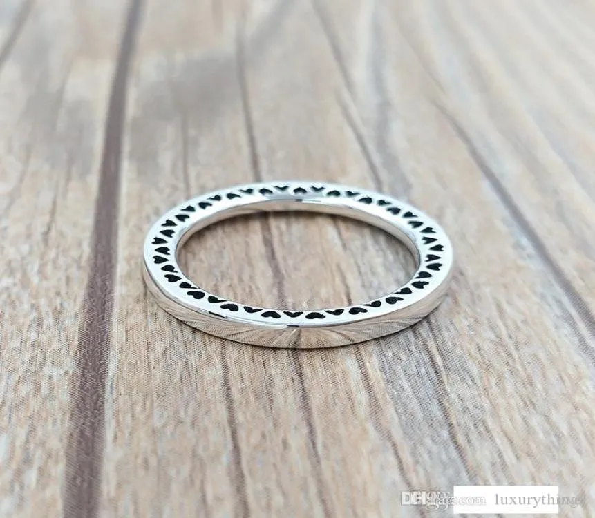 Autentyczne nowe 925 Srebrne pierścienie Klasyczne serca P-Ring pasuje do biżuterii w stylu europejskim 1962373249515