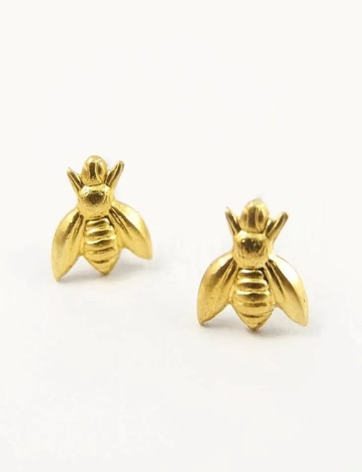 Gold Silver Honey Bee Earrings Tiny Honeybee Stud Earring Insect Fly Bird Bumble Studs4456207