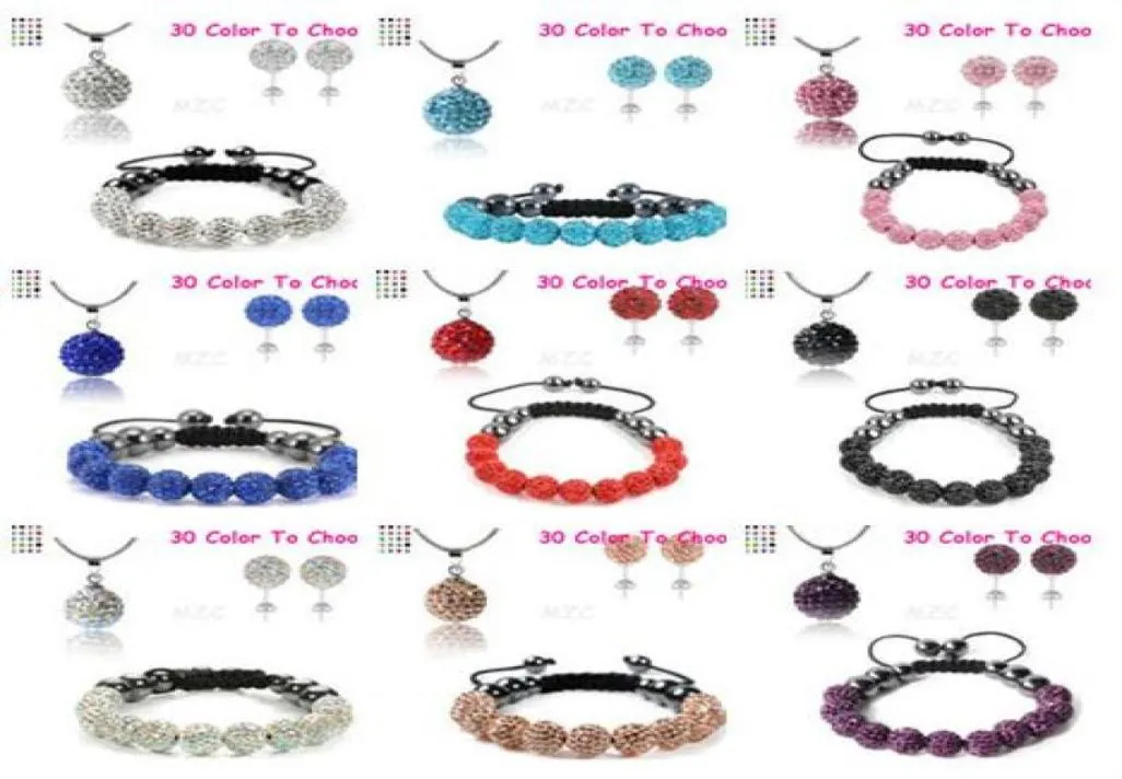 5Pcslot 10mm crystal clay new arrival disco bead Rhinestone Set bracelet necklace studs earrings jewelry set 7334559