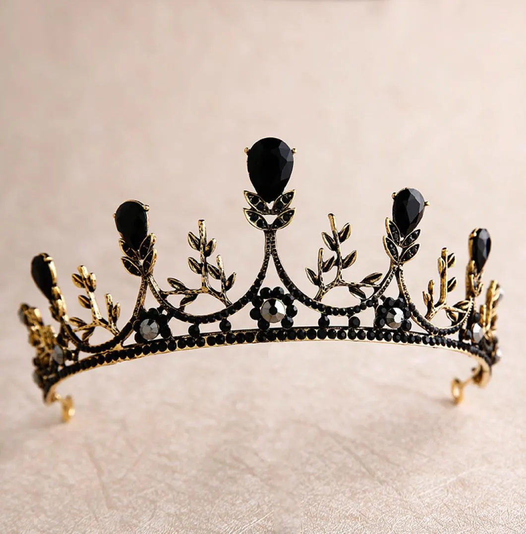 Complete Rock Black Crystal Crown Bride Headdress Wedding bridal hair Crown Accessories Y2007271004948