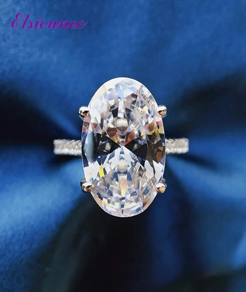 Кольца кластера ELSIEUNEE из стерлингового серебра 100 925 пробы овальной огранки с имитацией муассанита и циркона, кольцо с драгоценным камнем, женское обручальное ювелирное изделие 5293302