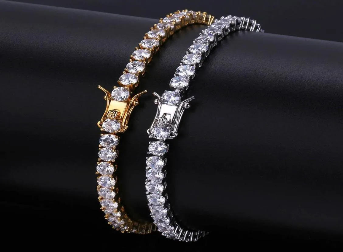 3456mm 78inch Men Iced Out Cut Tennis Bracelet Triple Lock Hiphop 1列の高級CZブレスレット8943346