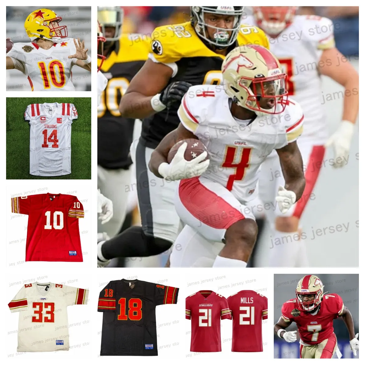 Mens 2023 Football Jerseys Birmingham Stallions 1 12 Players 36 Nate