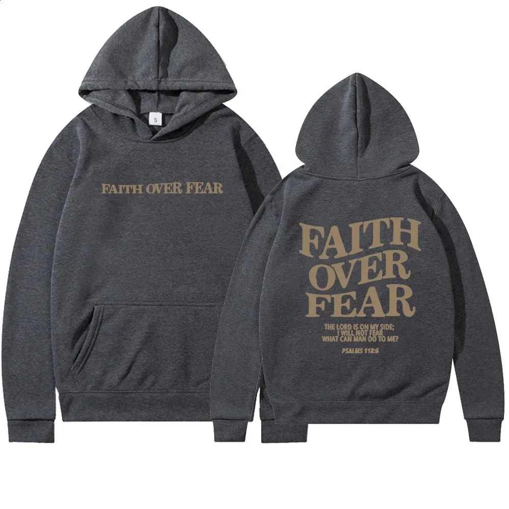 Faith Over Fear Christian Hoodie for Woman Christian Sweatshirt Jesus Sweatshirt Cotton Female Pullover Bible Verse Clothes 240119