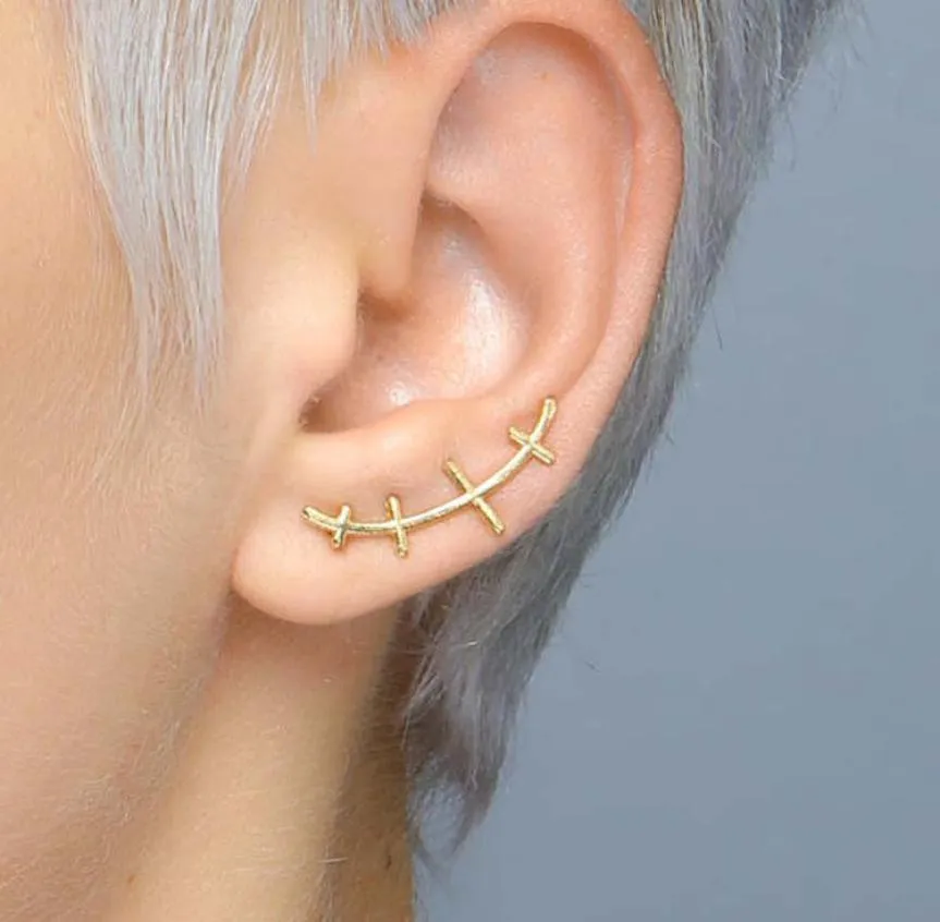 Extreem gepersonaliseerde littekenvorm 3D-oorbellen 925 sterling zilveren mannelijke en vrouwelijke oorbellen oorclips asymmetrische oorbellen8472889