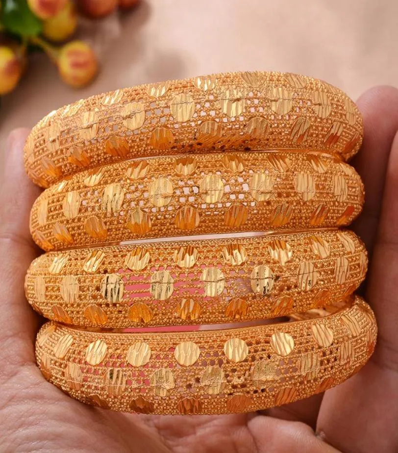 バングル4PCS Braclet Gold Color for Women Ethiopian African Dubai Bracelet Party Wedding Gifts調整可能2776998