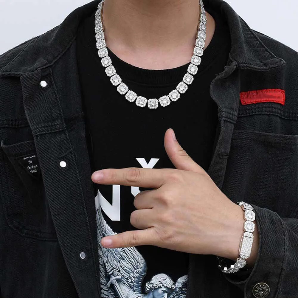 Hip Hop haute qualité S Sterling Sier chaîne de Tennis Moissanite bijoux de mode collier pour hommes