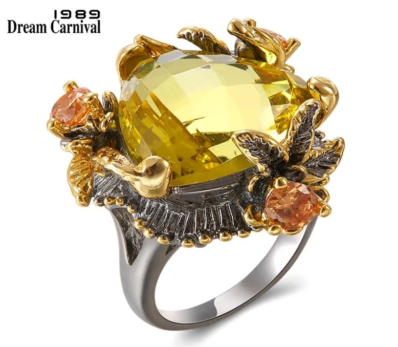 DreamCarnival 1989 Highly Recommend Selling Women Rings Genuine Radian Cut Golden Color Zirconia Ring Party Jewelry WA116668990717