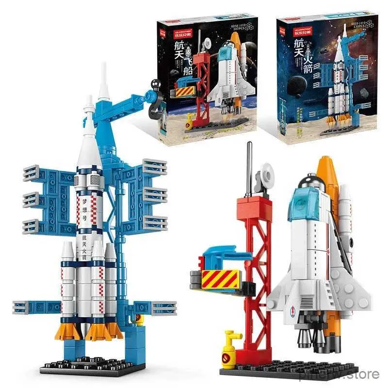 Blocks 107 pcs DIY Building Blocks Space Rocket Craft Launch Center Base Puzzle Model Assembling Bricks Small Set Education Boys Toy