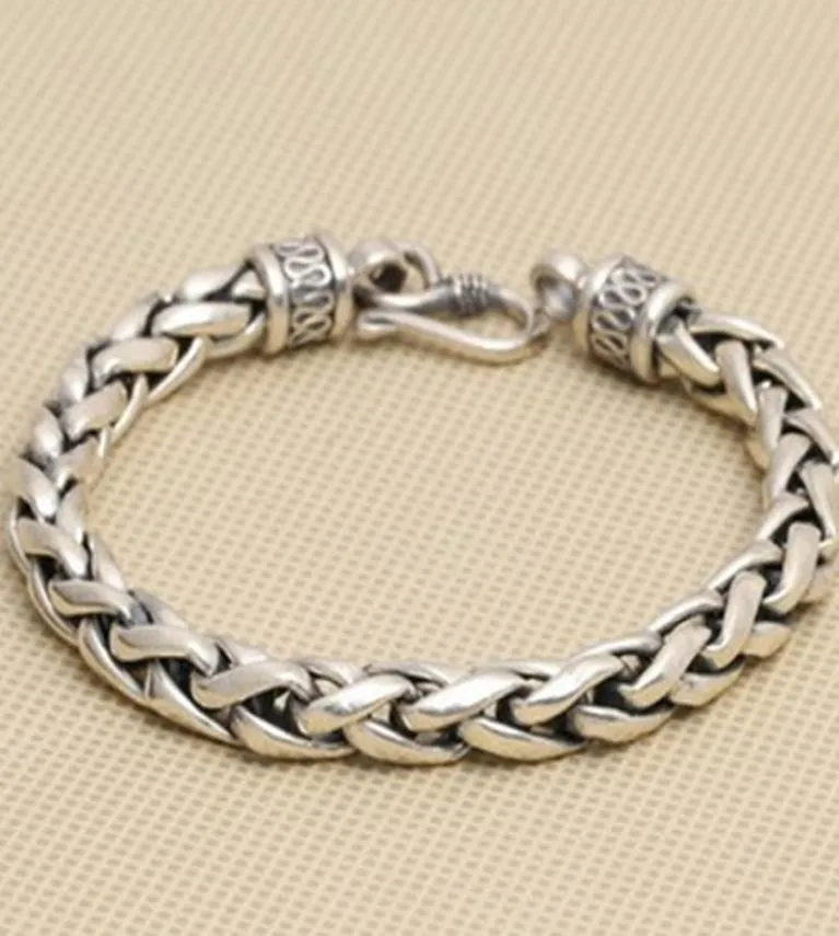 Solid Silver 925 tjocka män Simple Design 100 Real Sterling Vintage Cool Mens smycken Box Giftlink Chain Link5506985