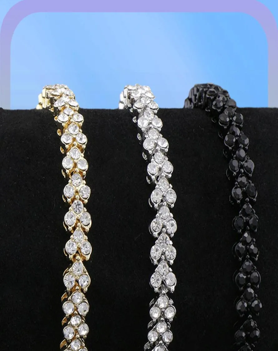 hip hop diamonds tennis bracelet men trendy simple chain jewelry 8 26 inches three colors golden silver black270C5907723