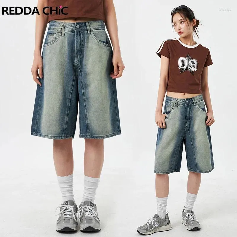 Women's Blue Gradient Baggy Jorts, Vintage Wash High Waist Wide Leg Denim Shorts Casual Short Pants Korean Y2k Style Women's Blue Gradient Baggy Jorts, Vintage Wash High Waist Wide Leg Denim Shorts Casual Short Pants Korean Y2k Style