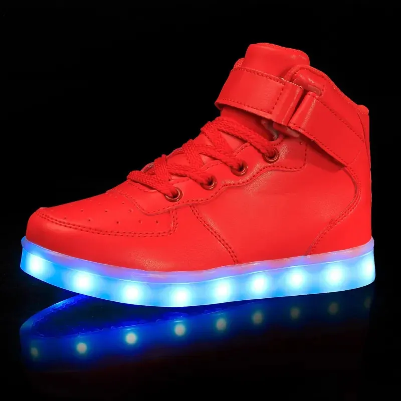 Детские светящиеся кроссовки, детские светящиеся кроссовки для мальчиков и девочек со светодиодной подсветкой, женская обувь с красочной подошвой и подсветкой, мужская обувь с зарядкой через USB, размер 240123