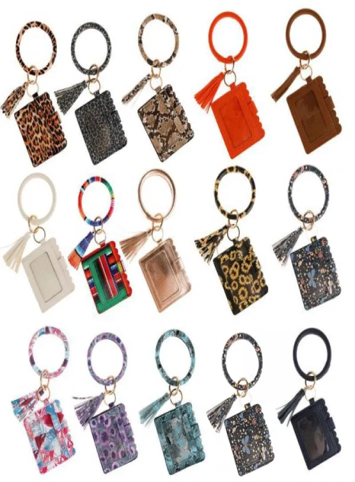 Kimter PU Bolsa Chaveiro Pulseiras Saco de Carro Borla Leopardo Impresso Pulseira Pulseira Cartão Carteira Chaveiros Pulseira Chaveiro DHL9451880