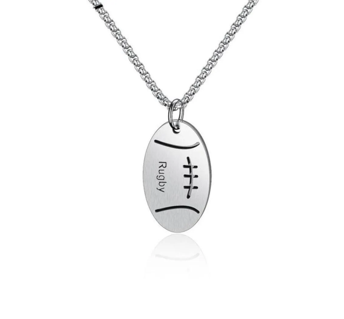 Hommes en acier inoxydable Rugby pendentif colliers bijoux mode hommes Sport Hip Hop conception Punk charme chaîne collier pour cadeaux9739361