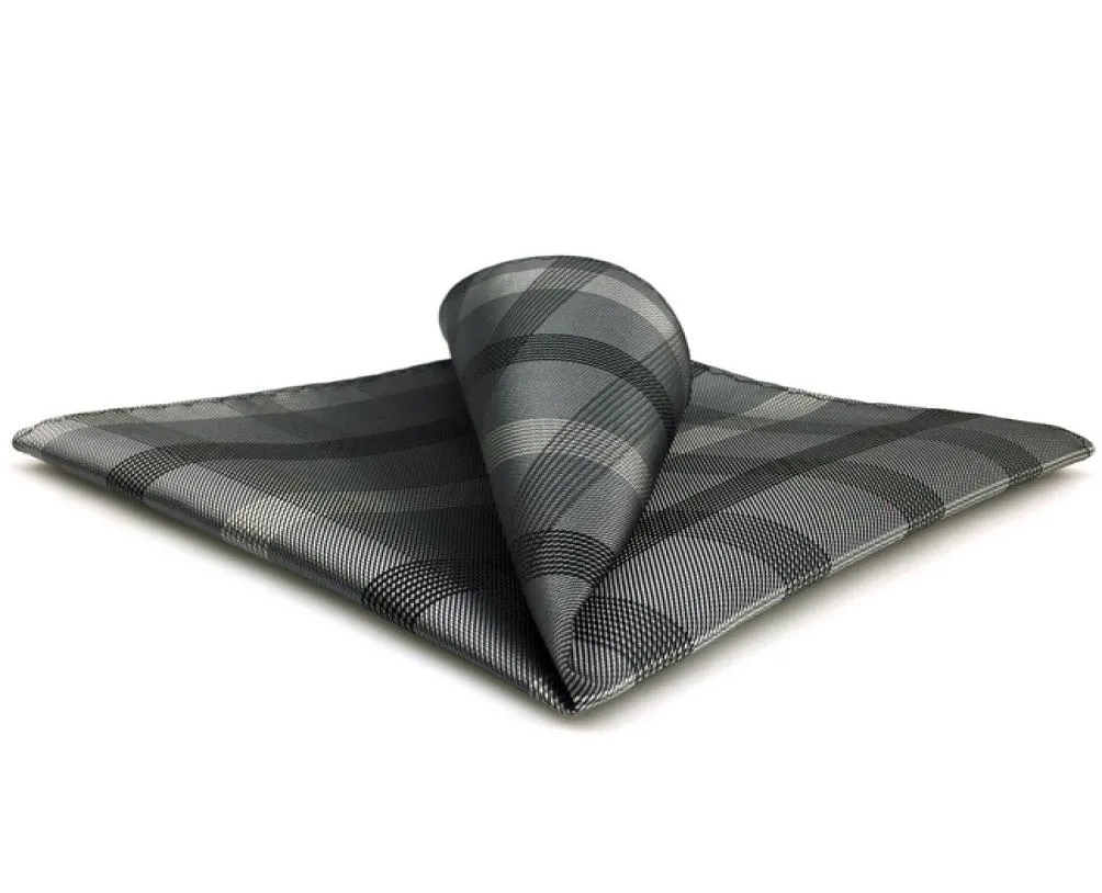 MH1 mouchoir à carreaux carreaux noir gris foncé Hanky hommes cravates poche carré costume cadeau 3986263