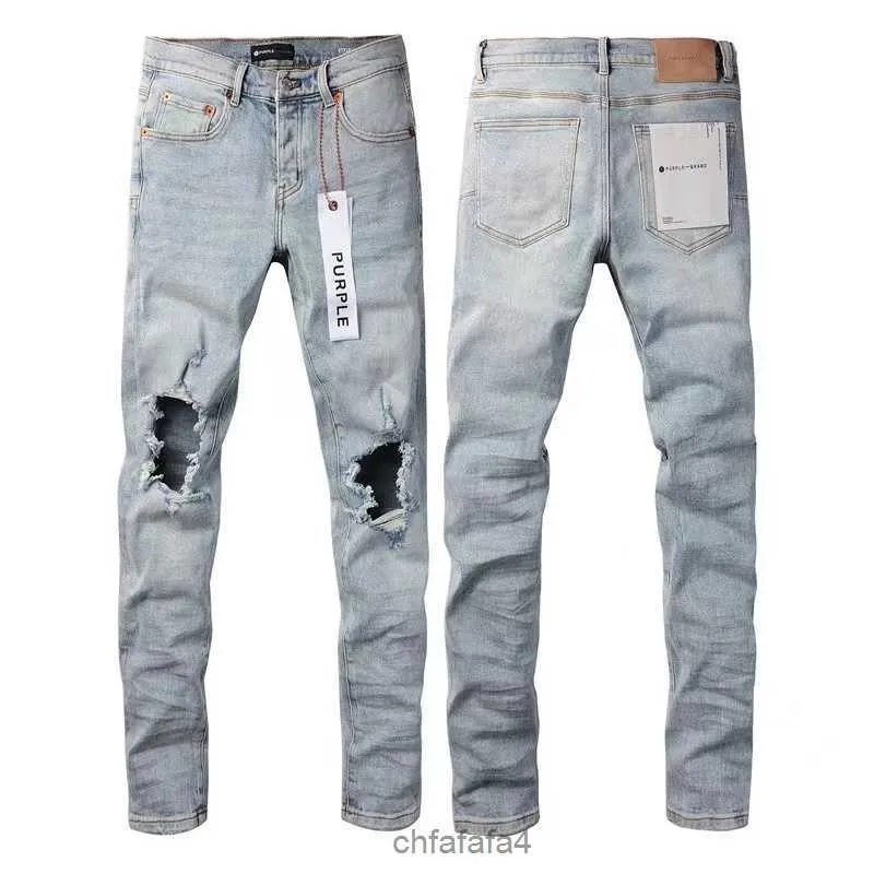 Fashion Mens Denim Tear Foreign Trade Light Blue Jeans Stitching Men Design Motorcycle Riding Cool Slim Pants Purple for Women Rock Revival Letter Pant 88KE