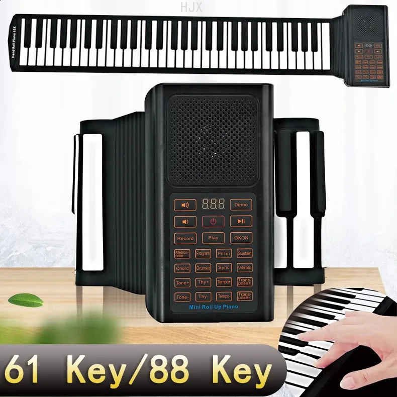 88 61 Key Hand Roll Piano Toys for Kids Boys Boys Educational Keyboard Instrument Girls Learning Music Children Musical 240131