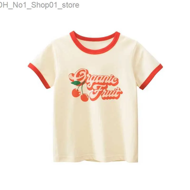 T-shirty 2-8t Toddler Kid Tshirt Baby Girls Ubrania Letnie niemowlę bawełniane koszulki krótkie rękawowe dorywane koszulki koszulki Q240218