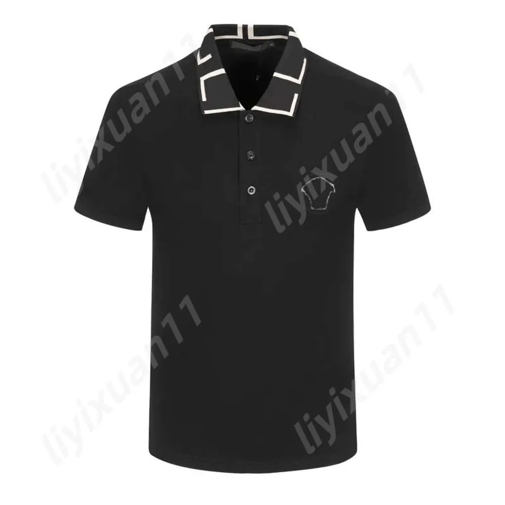 Camisa Medusa Masculina Fendy Bolsa Polo de Algodão Slim Fit Gola Bordada Logotipo Respirável Primavera Verão Tops Jaqueta Piloto de Luxo Camisas Masculinas Fendy 6033