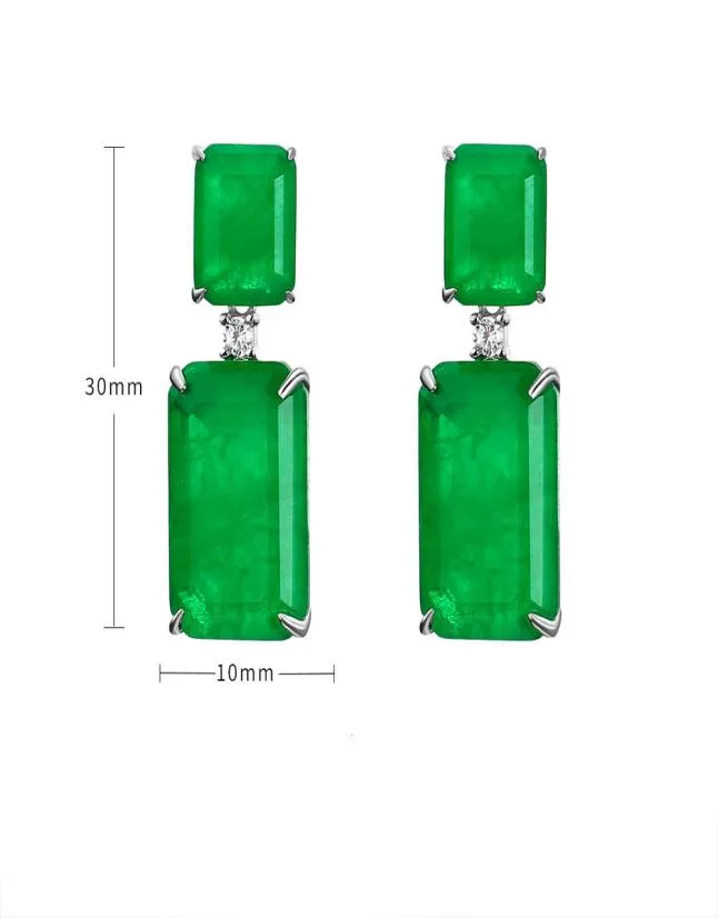 925 Sterling Sier Emerald Gemstone Stud Earrings0123454155822