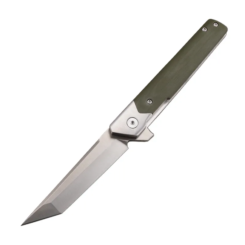 A0217 Flipper Folding Knife 14C28N Satin Tanto Blade G10/Steel Head Handtag Boll Bearing Fast Open Mapp EDC Pocket Knives