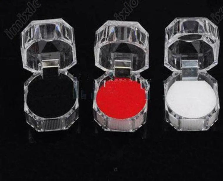 60pcs 3colors 60pcs Rings Box Jewelry clear Acrylic cheap Boxes wedding gift box ring stud dust plug box6264763