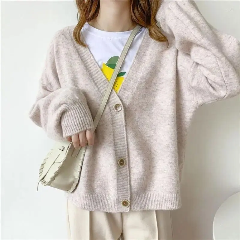 Women's Knits 2024 Autumn Winter Women Sweater Cardigans Oversize V Neck Knit Girls Outwear Korean Chic Tops Suete Mujer Poncho