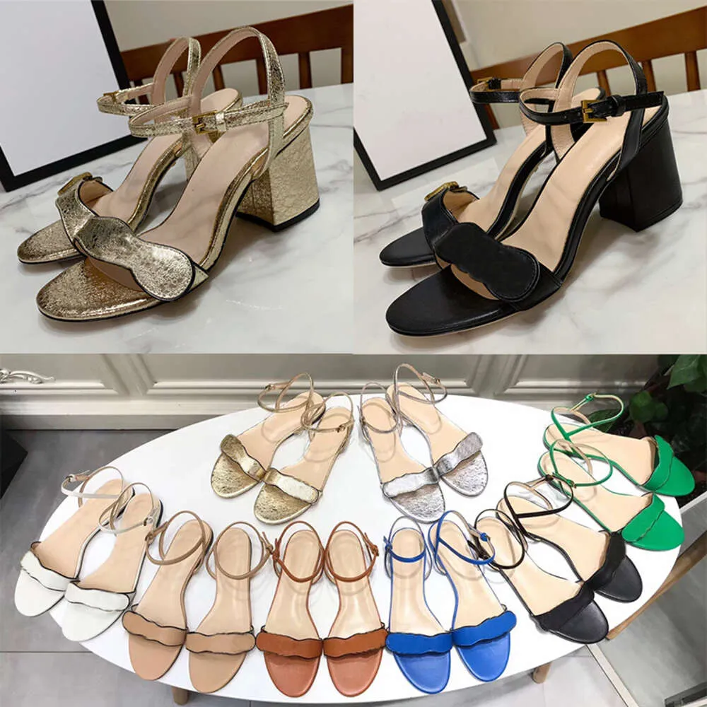 Women s Leather Ankle Strap High Heel Sandals with Buckle Metallic Laminate Chunky Heel Summer Beach Party Wedding Office Dress Shoes