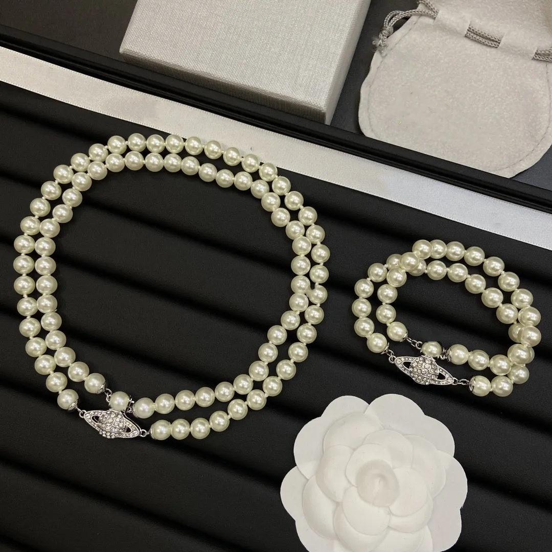 Jewelry Sets Pearl Bracelet Letter Necklace Designer Lover Necklace Bracelet For Woman Wedding Gift