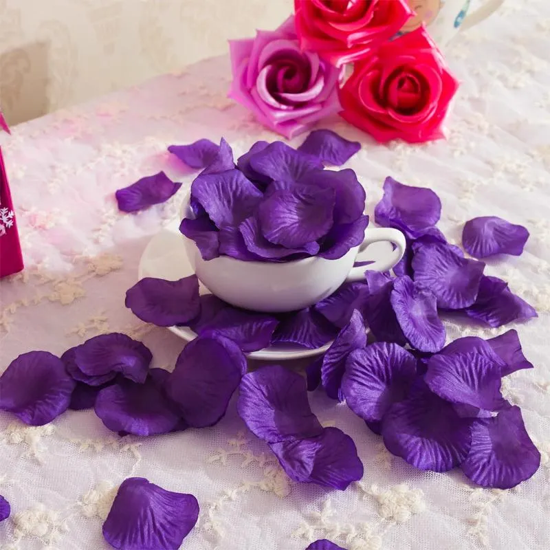 装飾花1000pcsバレンタインデイウェディングナイトパーティーのための人工ロマンチックなバラの花びら - 紫色