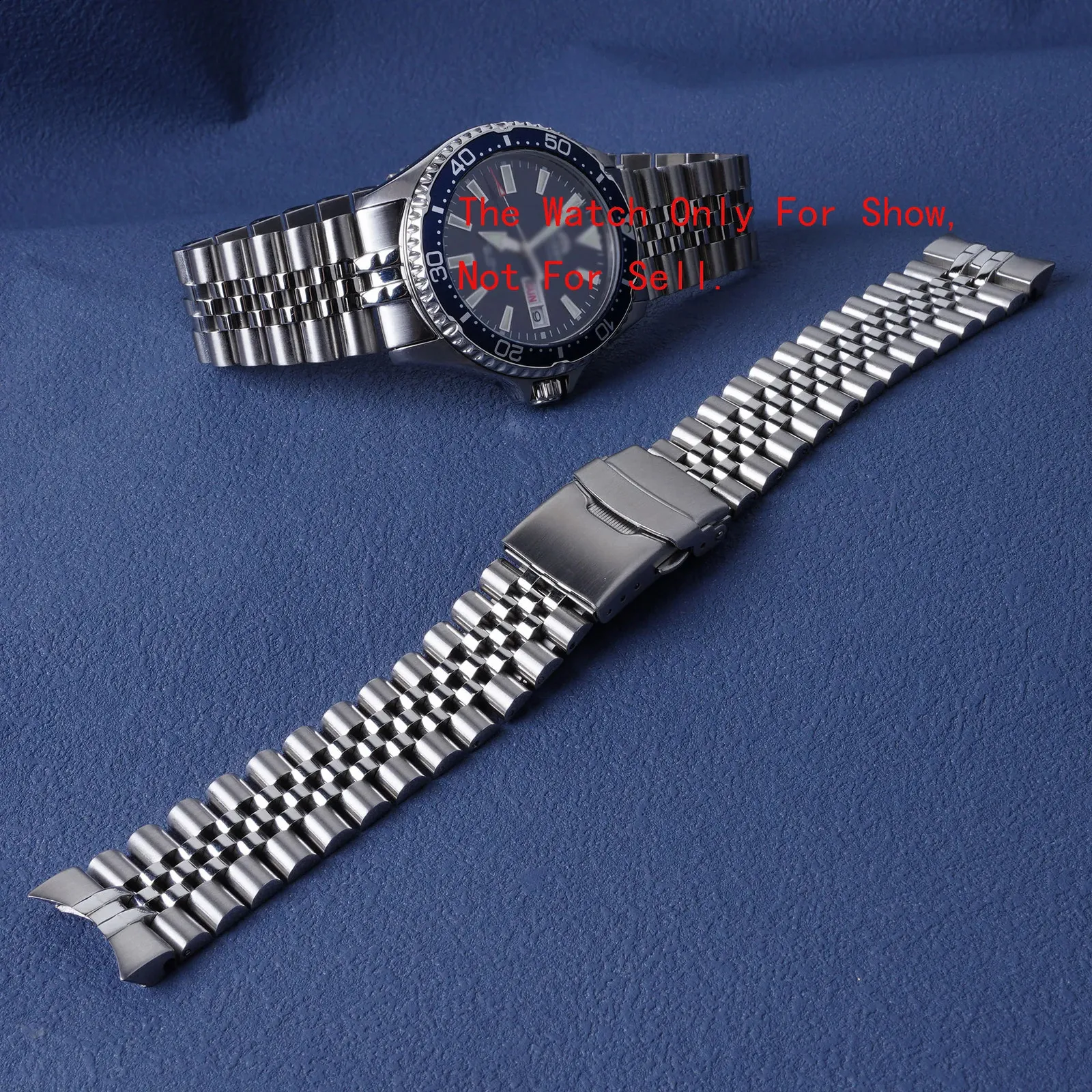 Luxury Style 316L Rostfritt stål Silverjubileum Watch Band Rem -armband Solid Curved End för 22mm Mako Raaa0002L 240125