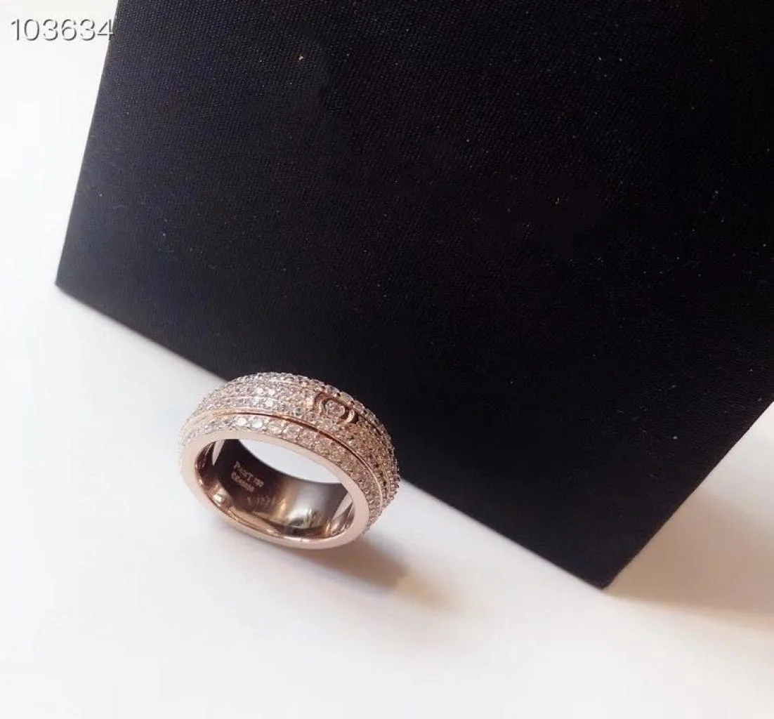 Роскошный бренд Possession, стерлинговое серебро S925, трехслойное очаровательное вращающееся кольцо с кристаллами для женщин, ювелирные изделия1297135
