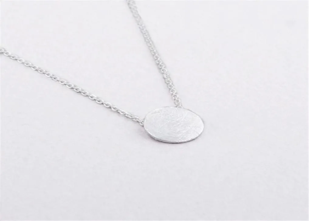 Fashion Brushed Round Circle Necklace Pendant Goldcolor silver plated Necklace for women gift Whole6850322