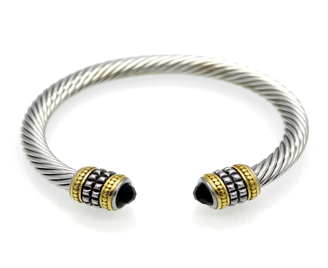 2021 hommes bracelet rétro titane acier bijoux torsadé or deux couleurs bracelet hommes en acier inoxydable bracelet femmes diamant bracelets1489032