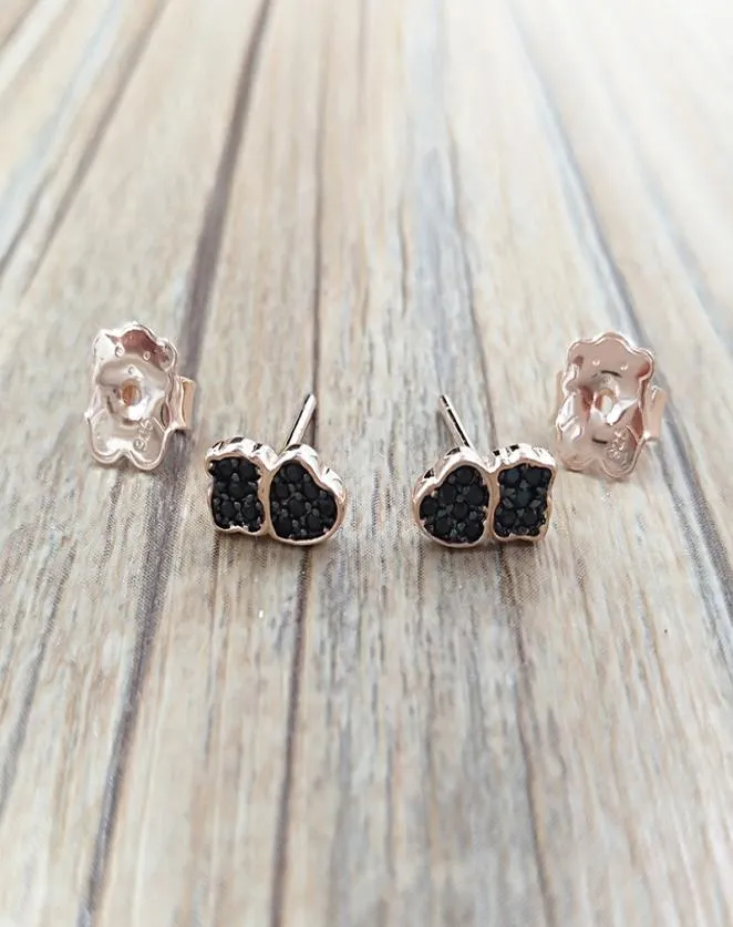 Rose Gold Vermeil Motif Earrings With Spinels Stud Bear Jewelry 925 Sterling Fits European Jewelry Style Gift Andy Jewel 9149335605963600