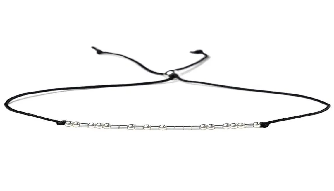 Bracelet réglable tissé en argent sterling Code Morse avec bracelet à breloques étoile couronne en or infini pour bijoux pour filles A302965833